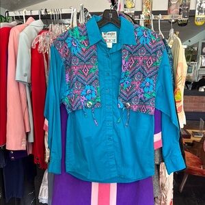 Wrangler Blue Shirt with Patterned Vest